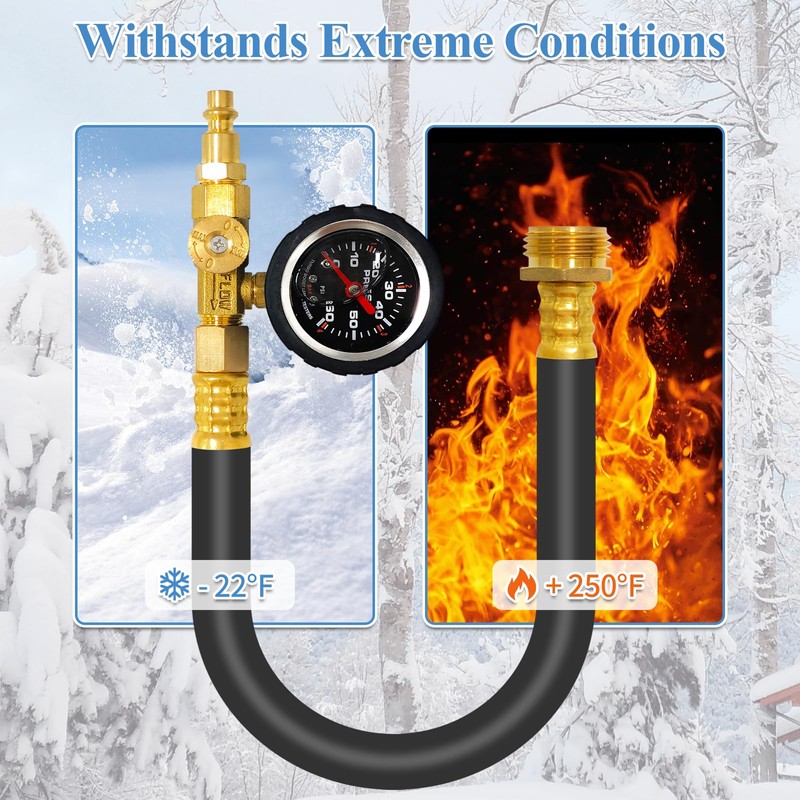 GUTE RV Winterizing Kit 17in with Pressure Gauge 3/4in Blowout