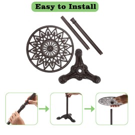 OwnMy Cast Iron Tall Plant Stand Heavy Duty Vintage Flower Pot Holder Stand, Decorative Round Potted Plant Holder Rack, Indoor Outdoor Metal Plant Holder Wrought Iron Large Plant Stand for Home Garden