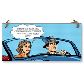 The Plum Penguin Handmade Wooden Hanging Wall Plaque Remember What Mother Said If It Has Tyres Funny Rude Joke Novelty Sign