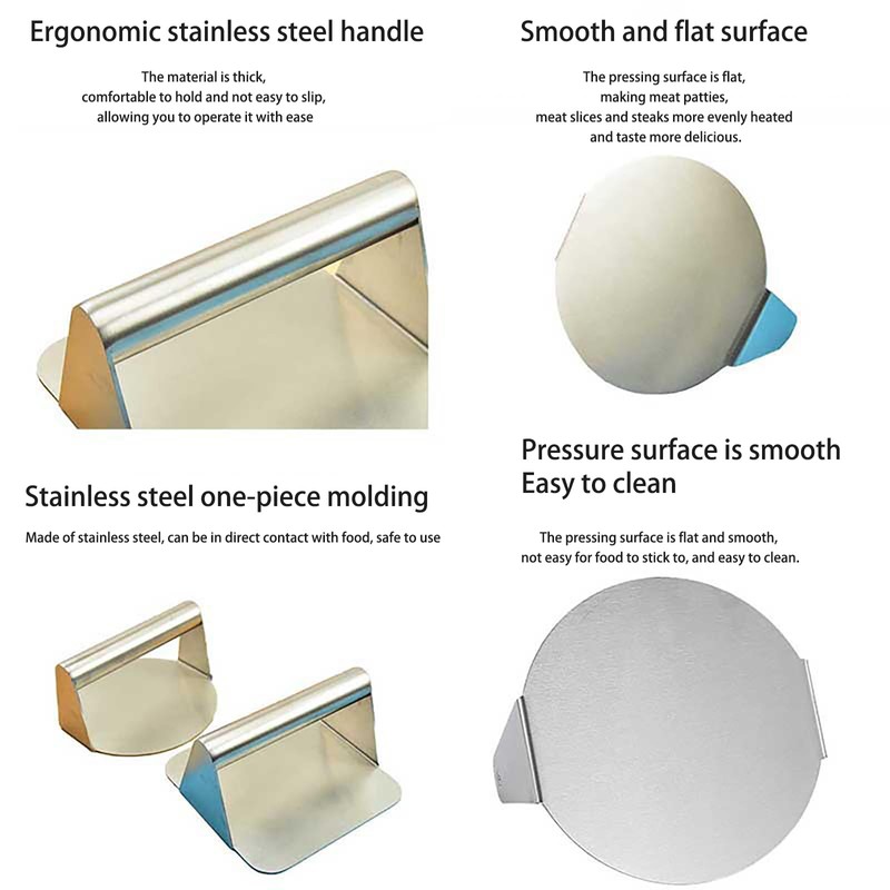 EnMart 304 Stainless Steel Burger Press, Burger Pattie Press, Hamburger