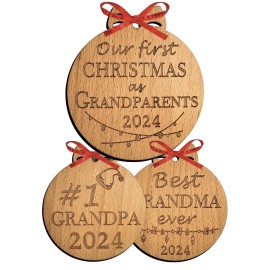 Unbranded 3 PCS SET  Grandparents First Christmas Ornament 2024 Our First Christmas