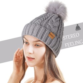 REDESS Women Winter Pompom Beanie Hat with Warm Fleece Lined, Thick Slouchy Snow Knit Skull Ski Cap
