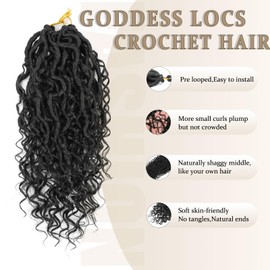 Molleas Goddess Locs Crochet Hair 10inch,9 Pakcs Boho Locs Crochet Hair,Faux Locs Crochet Hair for Black Women,Soft Locs With Curly Ends Pre Looped Crochet Braids(10inch(pack of 9),1B#)
