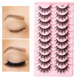 JMEDIC Pestañas Aspecto Natural - Pestañas postizas Lashes Fluffy - 10 Pares pestañas Tenues con rizos Falsos pestañas postizas largas Que parecen Extensiones