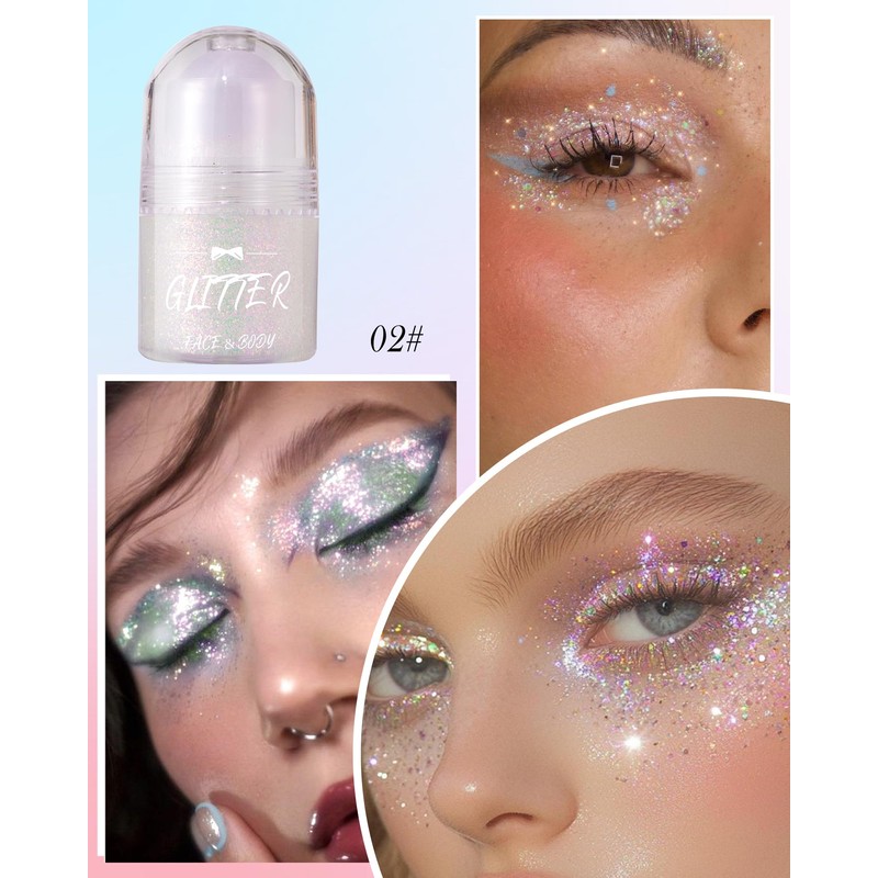 Roll–on Body Glitter Gel for Face&Hair,Neo Violet Long Lasting Glitter