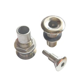 ZRuiYFFS 316 Stainless Steel Straight Through Hull Valve Fitting with Custom Gasket Marine Pipe Drain Fitting for Boats, Yachts (Full Thread, 3/8in)
