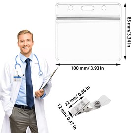 Pack of 50 Transparent Name Badges, ID Cards, Transparent PVC ID Card Holder, Waterproof Card, Transparent Work Sign, for Schools, Businesses and Hospitals