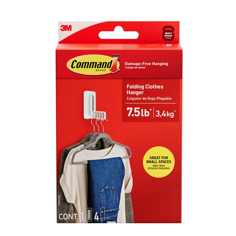 Command Folding Clothes Hanger, Holds up to 5 Hangers 7.5