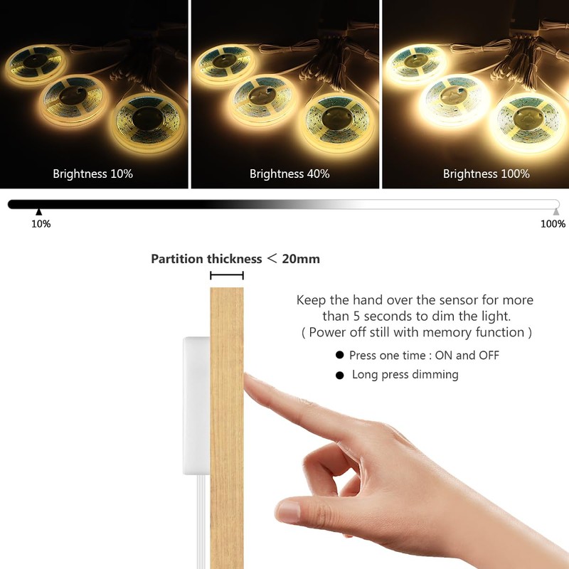 LED Under Cabinet Lighting Kit 6PCS 12V COB LED Strip