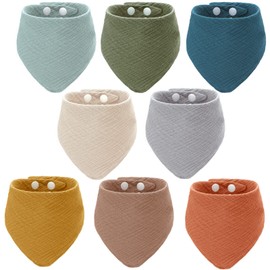 8 Pieces Adult Drool Bibs Absorbent Large Drool Bandana Soft Drooling Snap Bibs Gifts for Special Needs Men Women Teen Boys Girls, 8 Colors, 24.8 x 18.9 Inch