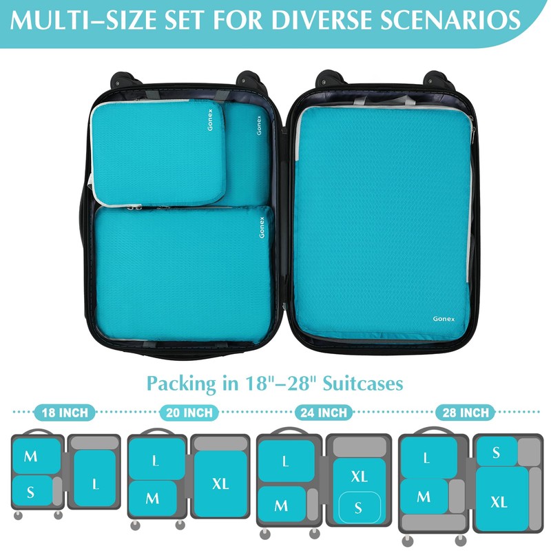 Gonex Compression Packing Cubes Extensible Organizer Bags For Travel Suitcase