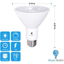 2 Pack PAR30 Outdoor LED Flood Light Bulb 12W 100 Watt Equivalent 900 Lumens Dimmable Waterproof E26 4000K Cool White LED Flood Light Bulbs for Security Spotlight Bulb Led Recessed Light Bulbs