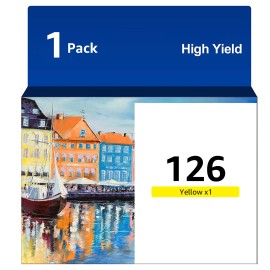 For Epson 1-5PK T126 Compatible Black Color Ink Cartridges for Epson 126 Stylus NX330 - 1x Yellow