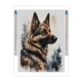 Diamond Painting Kits for Adults,Watercolor German Shepherd Dog 5D DIY Diamond Art Kits Full Drill Diamond for Gift Wall Decor Gem Arts Magical Animals 12 * 16inch