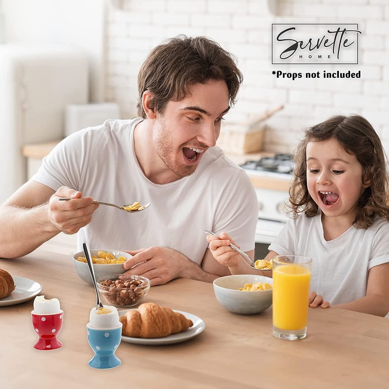 Ceramic Egg Cup With White Dots - Set of 2