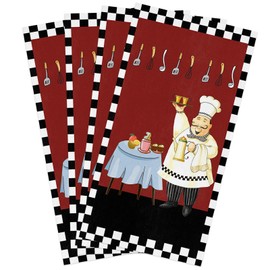 Kitchen Towels, Cheerful Fat Chef Towels, Dish Towels Kitchen Accessories, Microfiber Cleaning Cloth Kitchen Decor Hand Towels, Dish Towels for Kitchen, Absorbent Wash Cloths 4-Pack