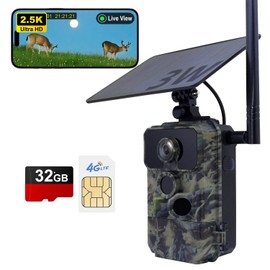 Zonkasion 4G LTE Cellular Trail Cameras 2.5K Video with Live Streaming, Game Camera SIM Card Included with Motion Activated 0.2s Trigger Time Solar Trail Cam IP66 Waterproof for Hunting