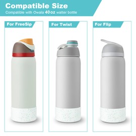 2PCS Glitter Silicone Boot for Owala Water Bottle 24 oz 32 oz 40 oz, Anti-Slip Protective Sleeve for Owala Twist,FreeSip and Flip Stainless Steel Water Bottle, BPA-Free, Dishwasher Safe, Accessories