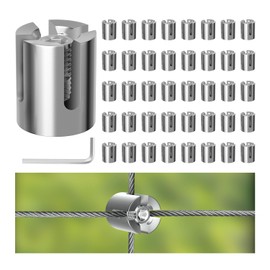 RiaYer 40 Pack Wall Trellis Wire Clamps & Cross Cable Clamps, T316 Stainless Steel Heavy Duty (0.66" OD) for 1/8" Rope, No Drilling Wire Trellis Kit for Outdoor Climbing Plants & Fence