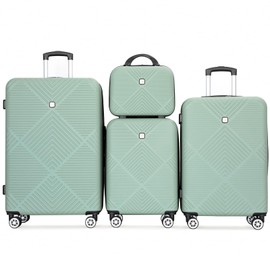 Tripcomp Luggage 4 Piece Set, Hardshell ABS Suitcase Set with Double Spinner Wheels, Lightweight Durable Large Luggage set, Carry On and Checked Travel Luggage, Olive Green