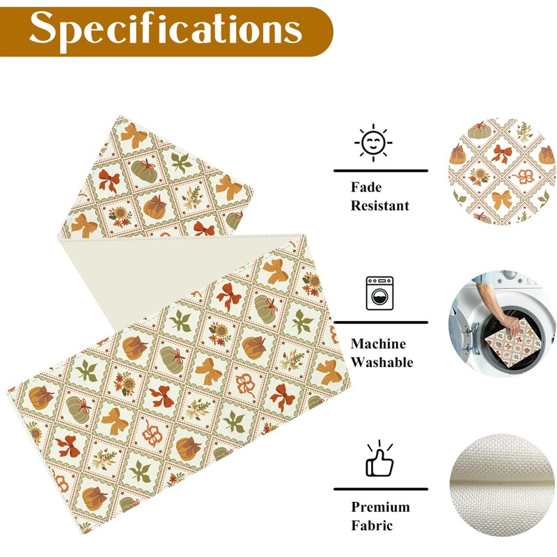 Baccessor Fall Pumpkin Bow Maple Leaf Table Runner Farmhouse 13x36