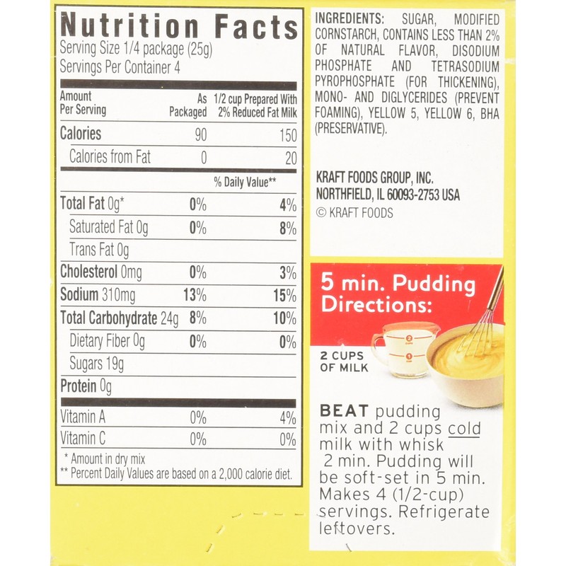Jell-O Lemon Flavor Instant Pudding & Pie Filling, 3.4 Oz