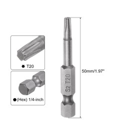 sourcing map 12Pcs T20 Torx Head Screwdriver Bit S2 Steel Magnetic Screw Drive Drill Bit 2" Long 1/4 Inch Hex Shank