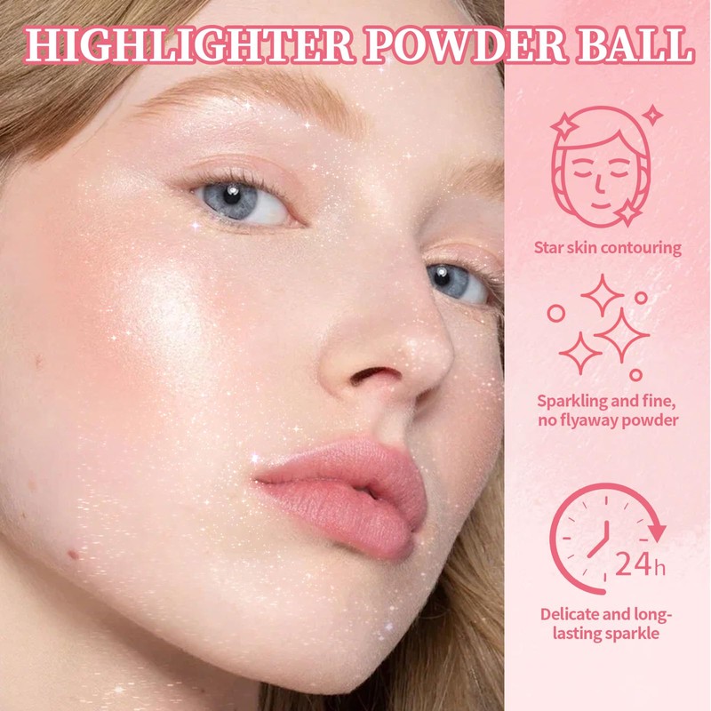 Noerrors Body Glitter Powder Puff Body Shimmer Powder Plush Peach