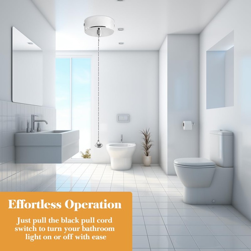 YANGUN 2Pcs Bathroom Light Pull Cord Switch, Bathroom Light Pull