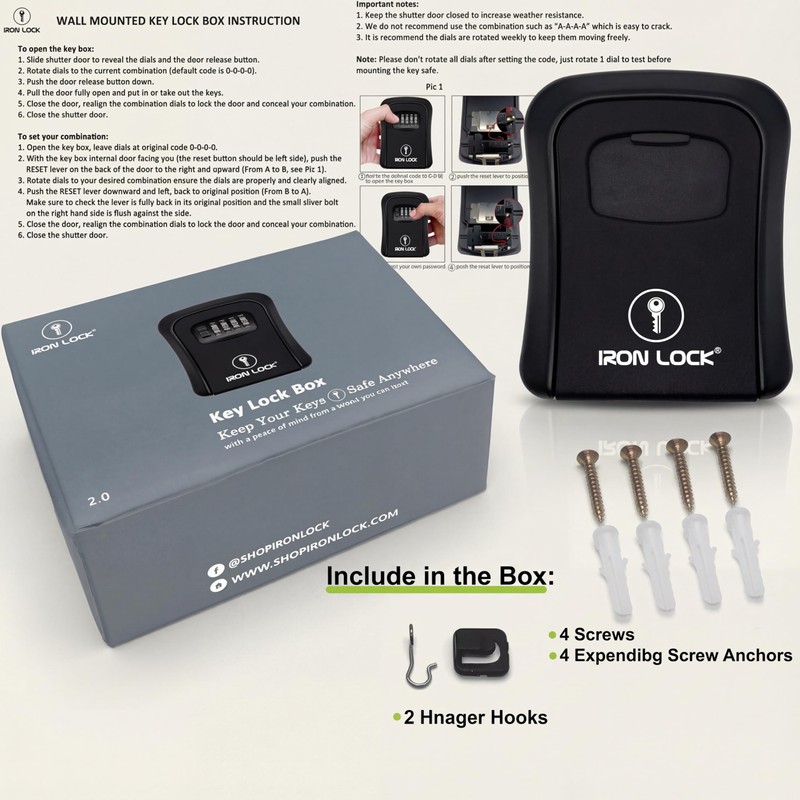 Iron Lock® Key Lock Box Wall Mount – Medium Waterproof