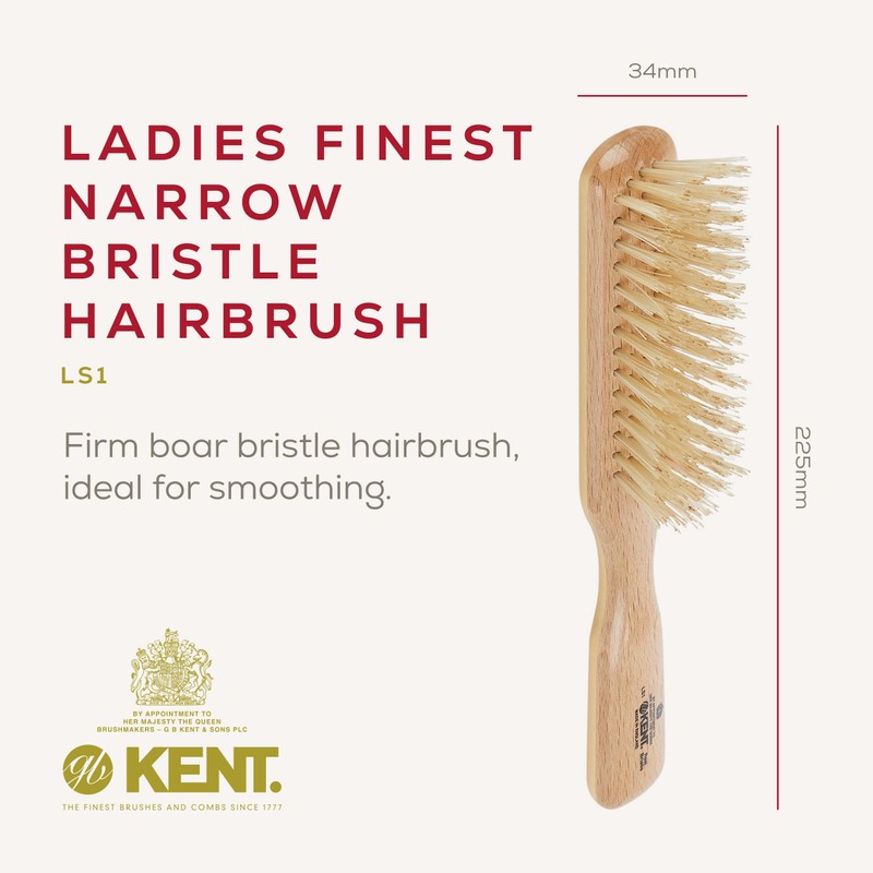 Kent Narrow, White Bristle Brush - LS1 (PACK OF 1)