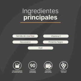 Resveratrol 180 Cáps Semilla Uva Roja Acai Life