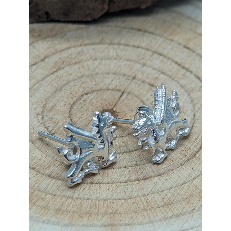 Wales/Welsh Dragon Stud Earrings/Ear Studs - 10mm W X 8mm
