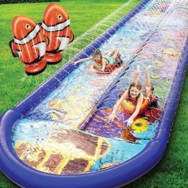stargo Undersea Water Dual Slip and Slide - 18 Feet X 5 Feet Slip and Slide with Splash