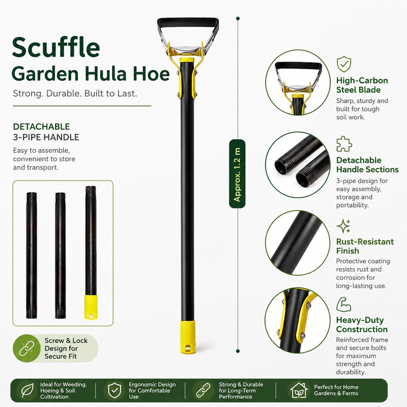 Scuffle Garden Hula Hoe for Weeding – Push-Pull Stirrup Weeder