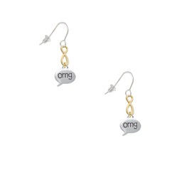 Delight Jewelry Silvertone Text Chat - omg - Oh My God - Gold-tone Infinity French Earrings