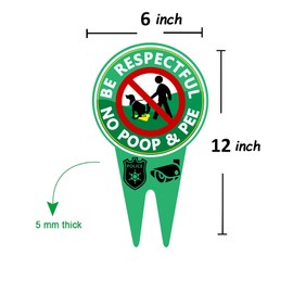 Be respectful dog sign, double sided sign, no pooping dog sign, Stay clean, Keep off grass sign