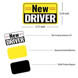 FOWEROTY New Driver Magnet, Student Driver Sticker Magnet, Car Decals- Essential for Student Motorists, 1pcs（Yellow/Black-New）