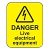 Caledonia Signs 59797 Danger Live Electrical Equipment Label, 40 mm x 50 mm (Pack of 100)
