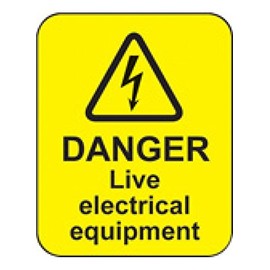 Caledonia Signs 59797 Danger Live Electrical Equipment Label, 40 mm x 50 mm (Pack of 100)