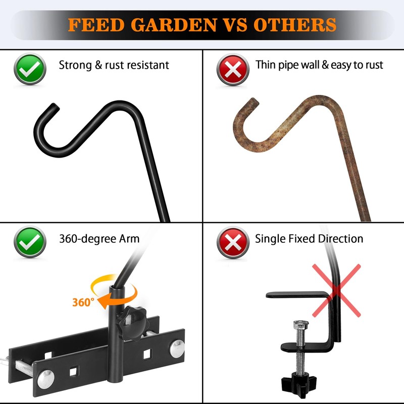 FEED GARDEN 2 Pack 13.5 Inch Deck Hooks for Vertical
