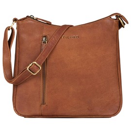 STILORD 'Cecilia' Kleine Umhängetasche Damen Elegante Handtasche Schultertasche Crossbody Bag Ausgehtasche Vintage Echtleder, Farbe:arona - braun