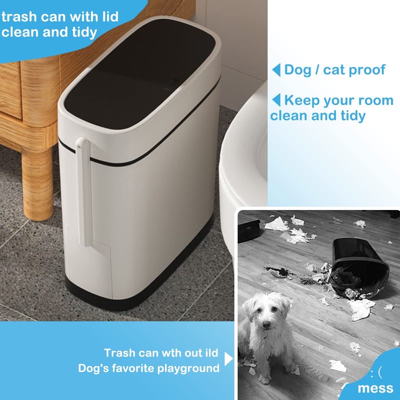 COMODID 3.7 Gallons Bathroom Trash Can and Toilet Brush Set,