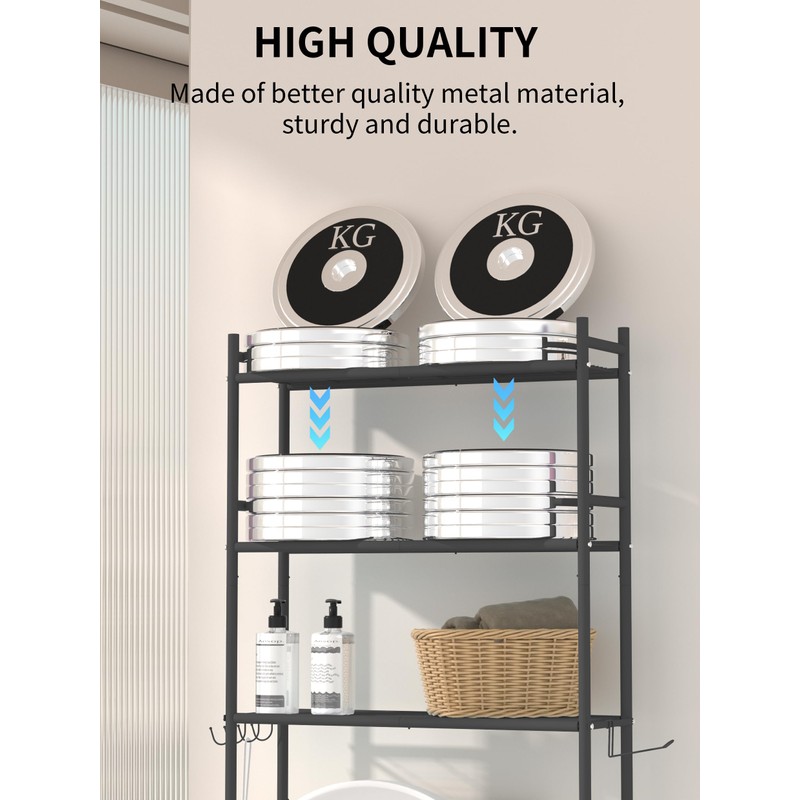 GloTika 3-Tier Over The Toilet Storage, Space Saver Metal Bathroom