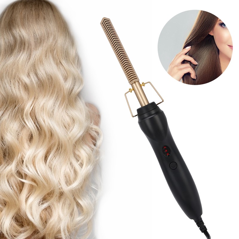 Multi Functional Electric Heating Hair Straightener Comb Hair Curler Curling