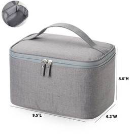 Portable Storage Makeup Bag Large Cosmetic Bags Travel Make-up Organizer Case for Women and Girls with Handle Zipper Toiletry Bag,Gray