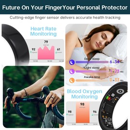 Smart Rings for Women Men,Fitness Tracker Ring,Heart Rate,Blood Oxygen,Blood Pressure,Step Tracker,Sleep Monitoring,No Subscription Fee,IP68 Waterproof Smart Ring for iphone&Android,Size Kit(Gold 11)