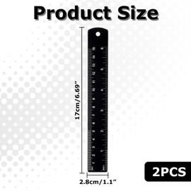 2 Pack 6 Inch Ruler,Metal Ruler,Mm,Metric,Small,Small Metal,Rulers,Millimeter Laser Engraved, for Office and School,Easy to Read Metric Rule Set