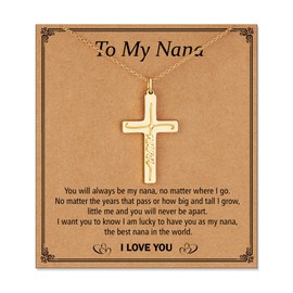 Lydow Nana Cross Necklaces for Women, Christian Religious Jewelry Gifts Mothers Day Christmas Valentines Birthday Presents Gold