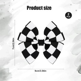 2pcs Racing Checkered Hair Clip, Black and White Hair Bow Clip Hair Accessories Alligator Clips Racing Checkered Styling for Thick Thin Hair Women Girls Kids